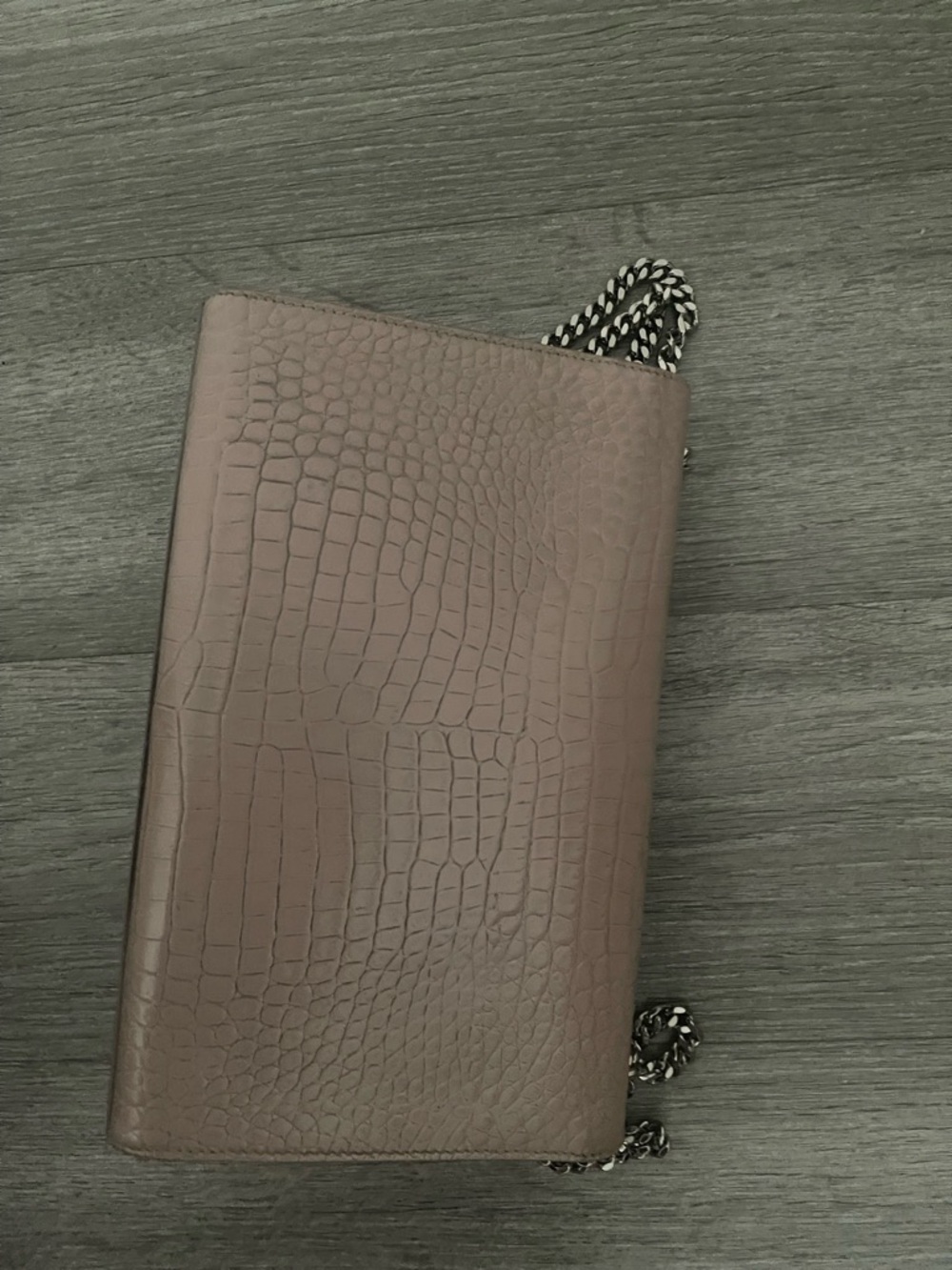 Saint Laurent Nude Croc-Embossed Crossbody Bag - Picture 7 of 15